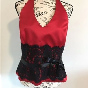 Satin red top